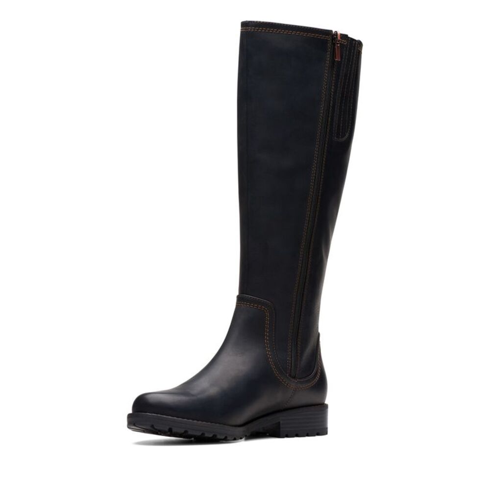 Clarks Black Leather Heeled Boots - Picture 4 of 6